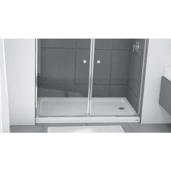 Bootz Shower Base, 60 in L, 32 in W, 5 in H, Steel, White, Alcove